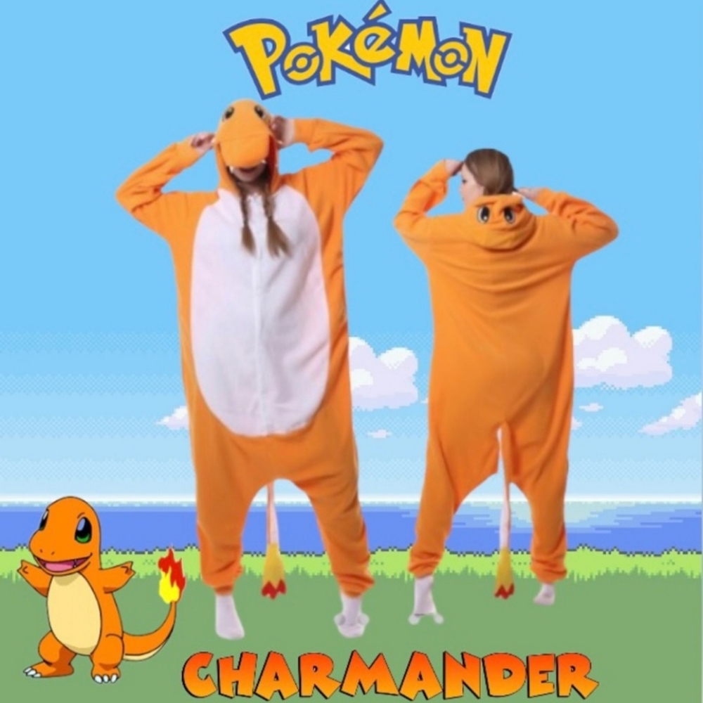 Pokémon Charmander Orange Hooded Onesie Pajama for Women